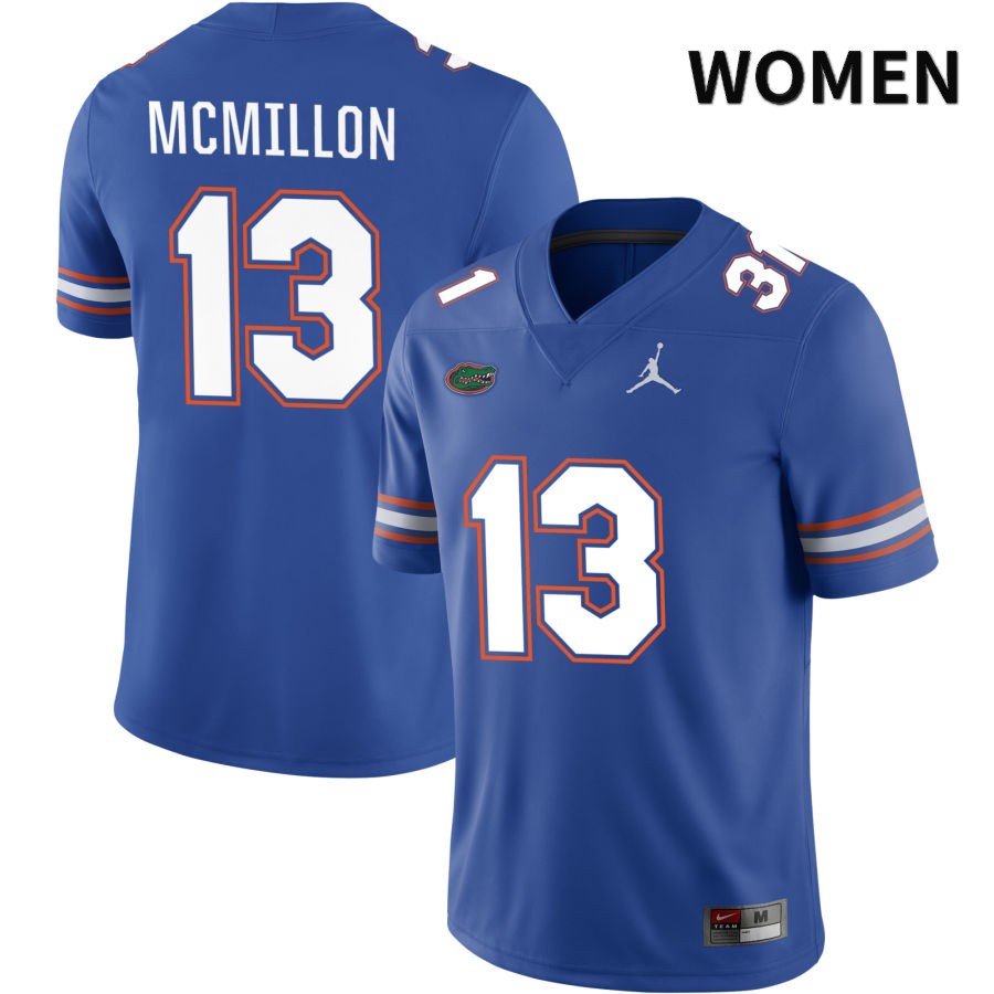 NCAA Florida Gators Donovan McMillon Women's #13 Jordan Brand Royal 2022 NIL Stitched Authentic College Football Jersey VRN1264VA